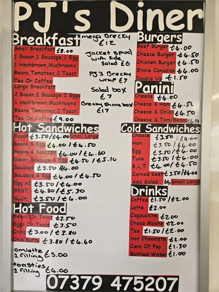 Menu_PJ's Diner Hellaby Rotherham_Hellaby_image_1