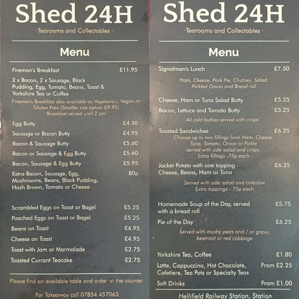 Menu_Shed24H tearooms at Hellifield Station_Hellifield_immagine_1