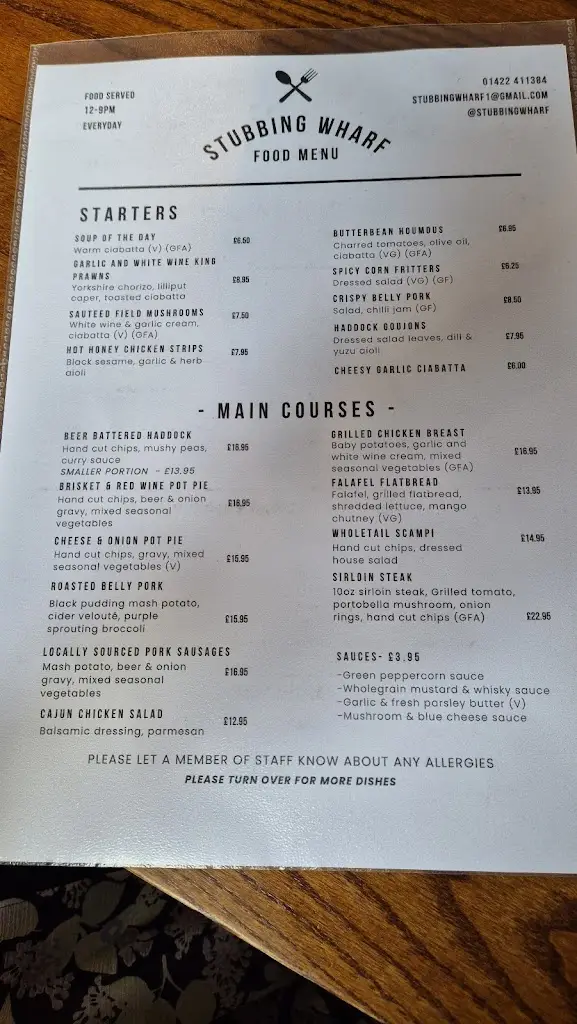 Menu_Stubbing Wharf_Hebden Bridge_image_1