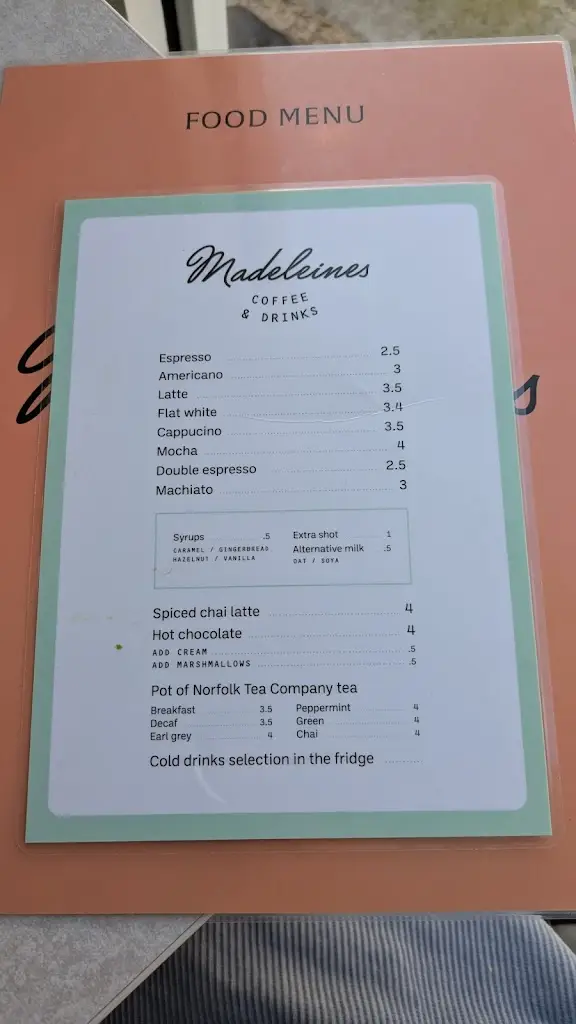 Menu_Madeleines of Aylsham_Aylsham_immagine_3