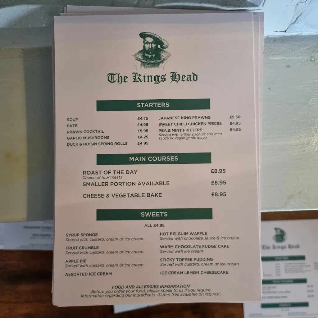 Menu_The Kings Head_Hemsby_image_1