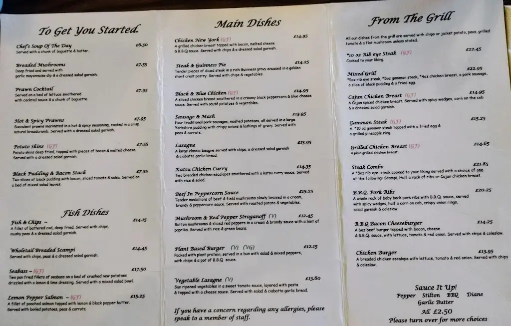 Menu_The Five Bells_Henlow_image_2