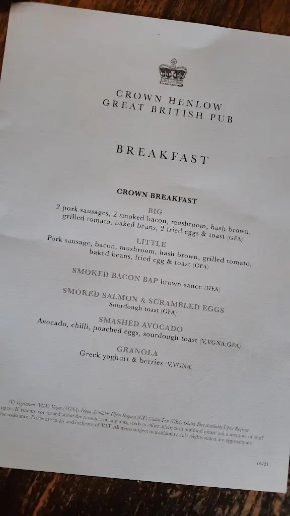 Menu_The Crown_Henlow_image_3