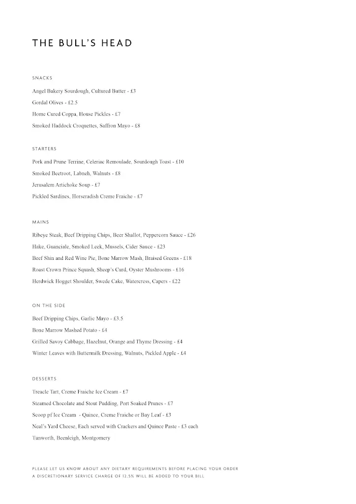 Menu_The Bull's Head_Herefordshire_image_4