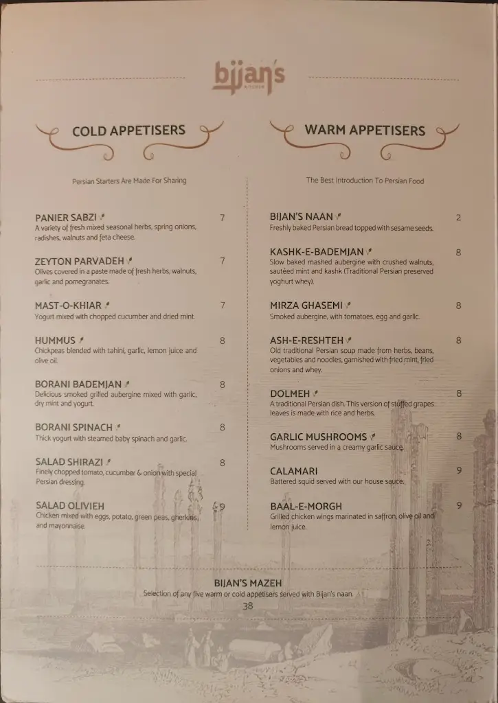 Menu_Bijan's Restaurant _Henley-on-Thames_image_1