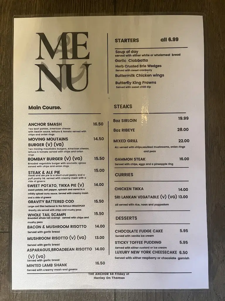Menu_The Anchor Inn_Henley-on-Thames_immagine_1