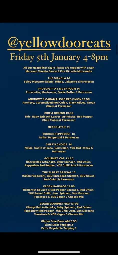 Menu_Yellow Door Eats_Hethersett_imagen_1