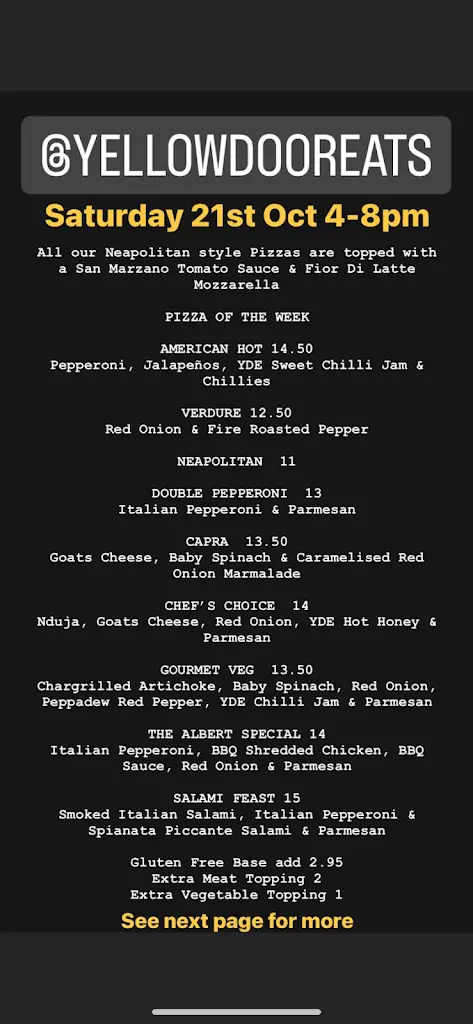 Menu_Yellow Door Eats_Hethersett_imagen_2