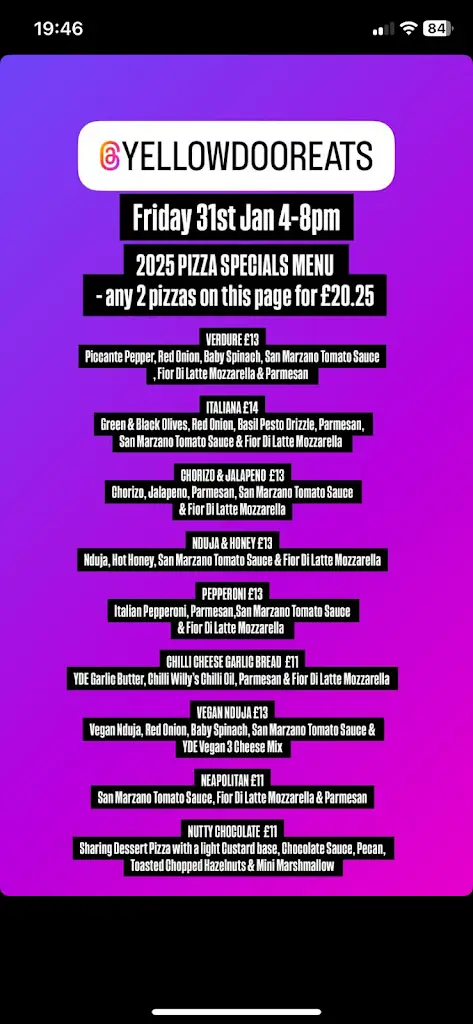 Menu_Yellow Door Eats_Hethersett_imagen_3