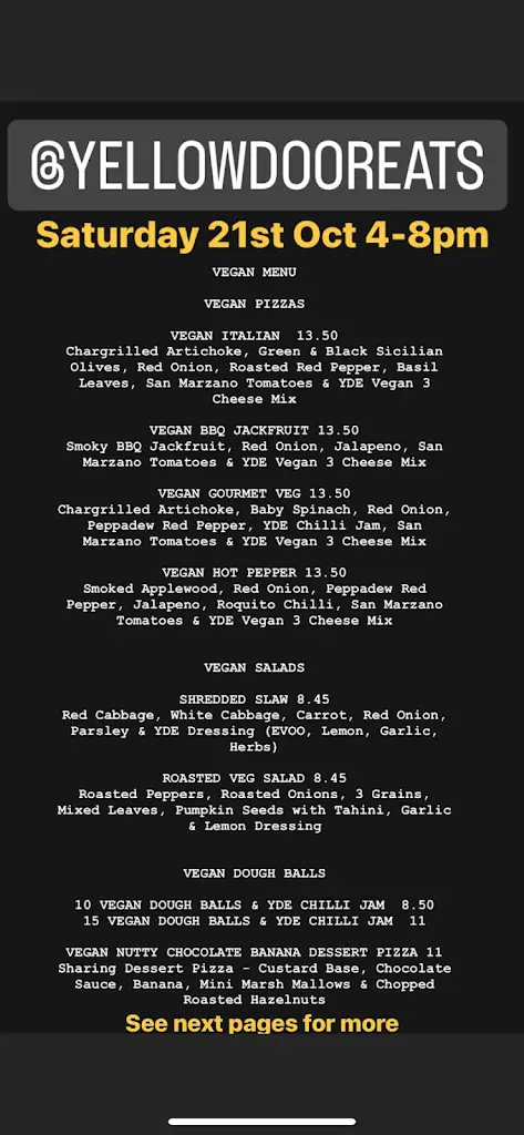 Menu_Yellow Door Eats_Hethersett_imagen_4