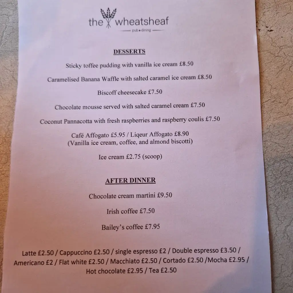 Menu_The Wheatsheaf Pub And Dining_Henfield_image_1