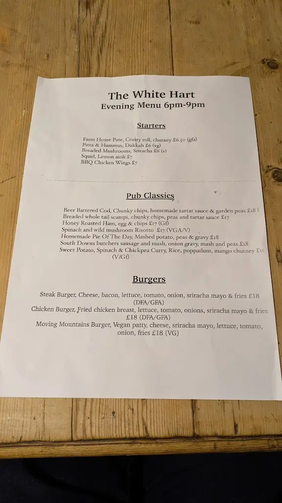 Menu_The White Hart_Henfield_image_2