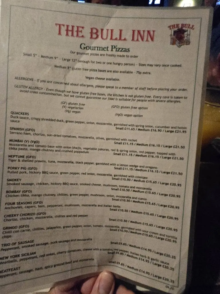 Menu_The Bull Inn_Henfield_image_2