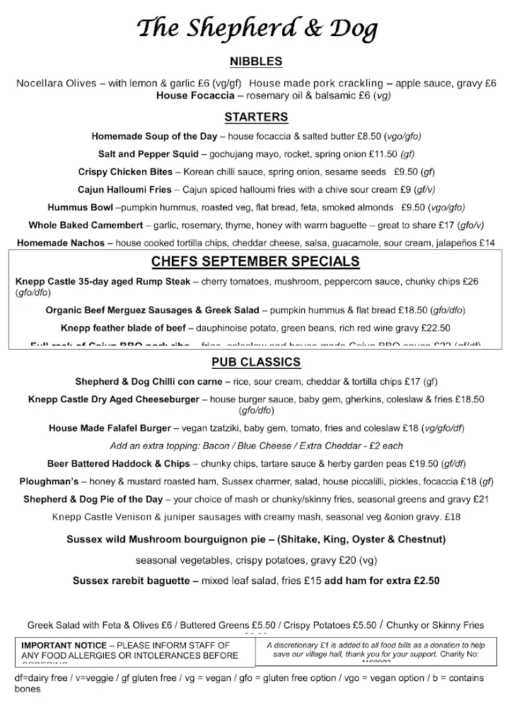 Menu_The Shepherd & Dog, Fulking_Henfield_immagine_1