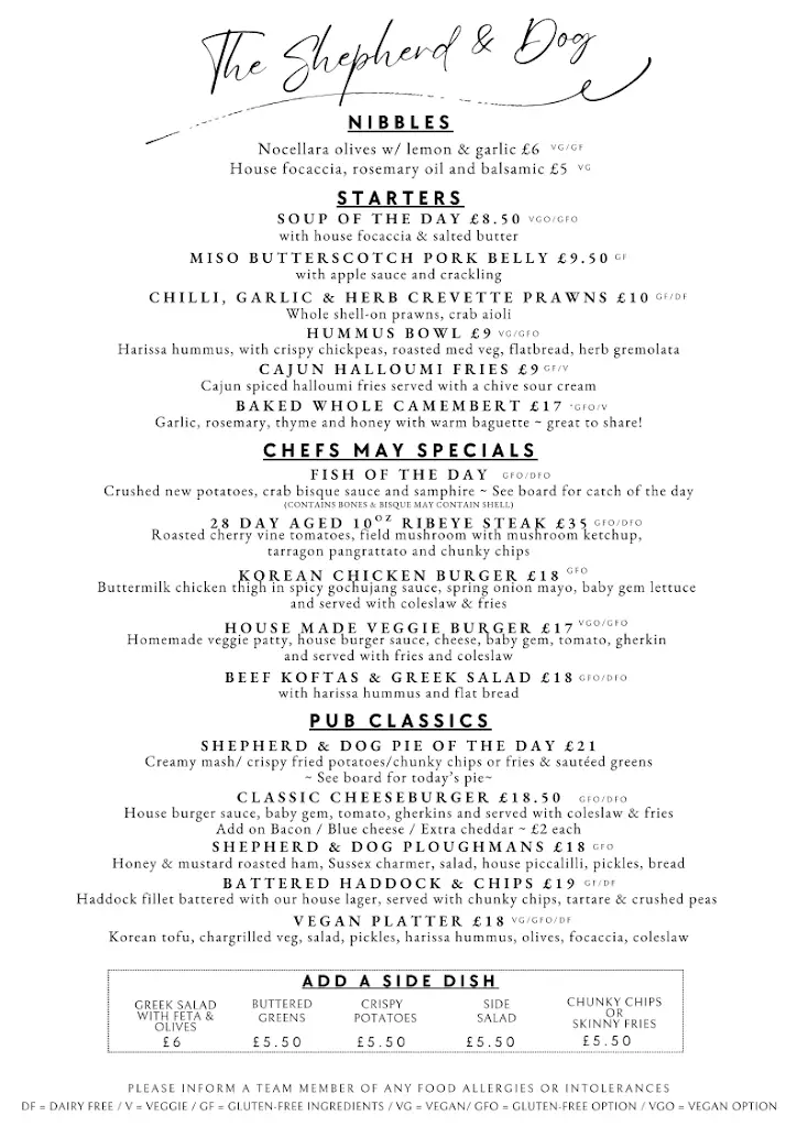 Menu_The Shepherd & Dog, Fulking_Henfield_immagine_2