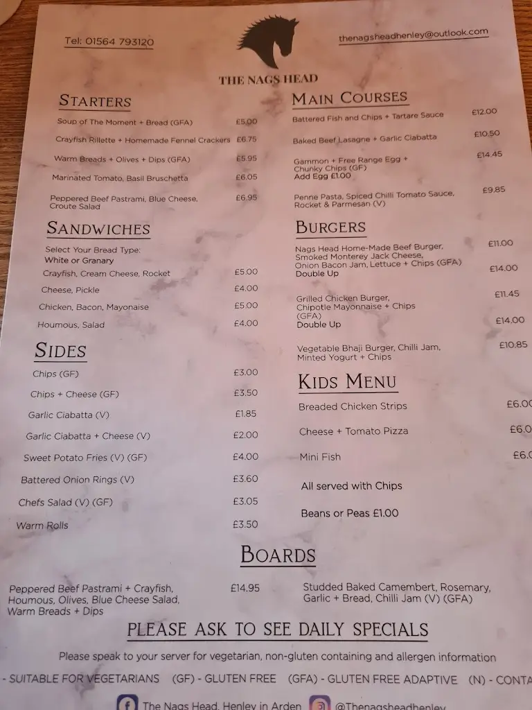 Menu_The Nags Head_Henley in Arden_image_3