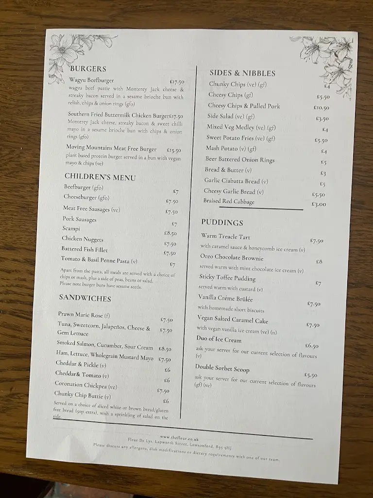 Menu_Fleur de Lys_Henley in Arden_immagine_1