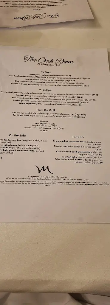 Menu_The Oak Room_Albrighton_image_1