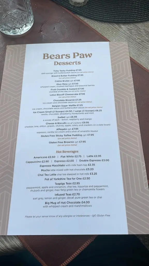 Menu_Bears Paw Country Inn & Restaurant_High Legh_image_3