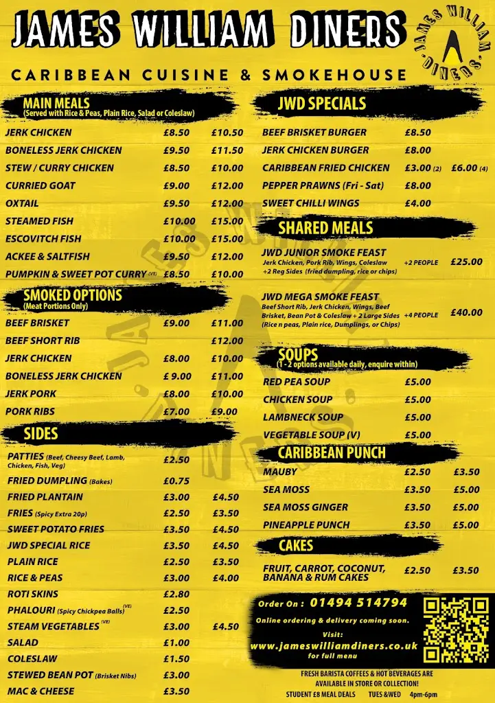 Menu_James William Diners_High Wycombe_image_1