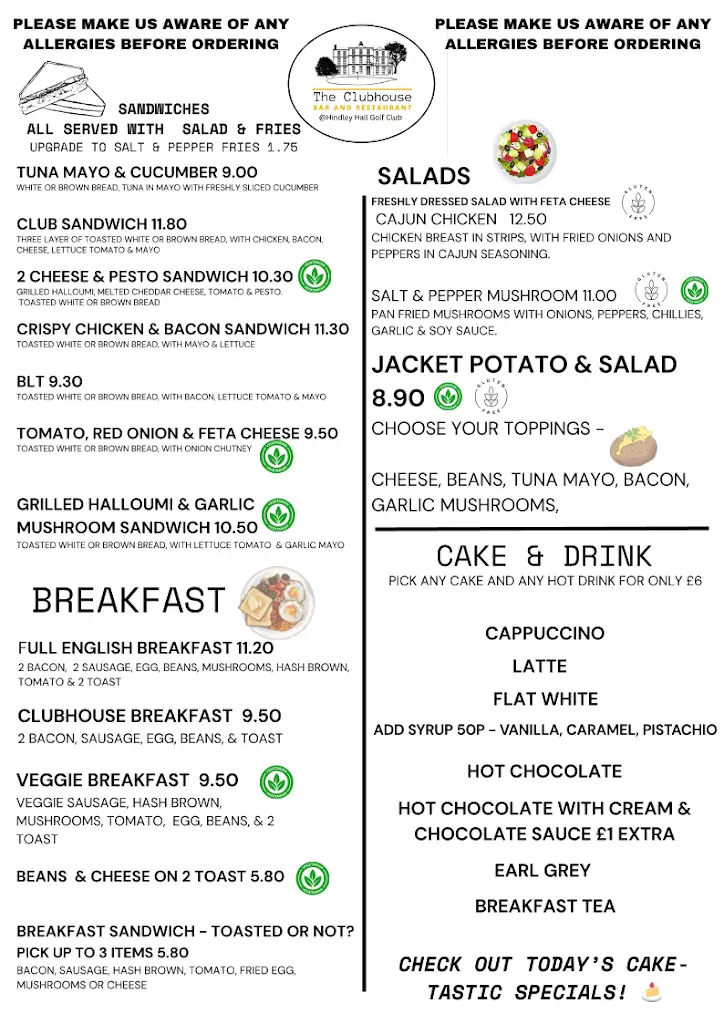 Menu_Clubhouse bar & restaurant @Hindley Hall Golf Club_Hindley_image_2