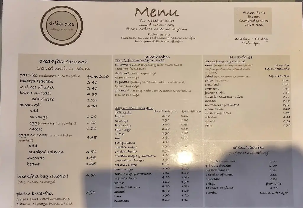 Menu_D:licious Coffee & Sandwich Bar_Histon_image_1