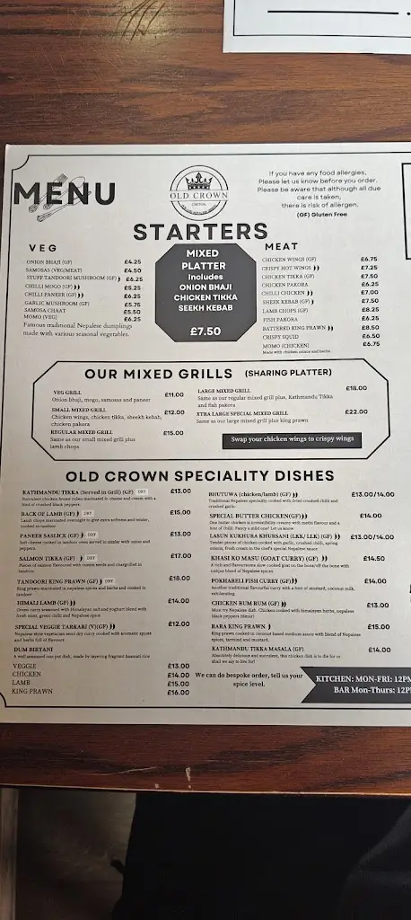 Menu_Old Crown Girton_Histon_image_4