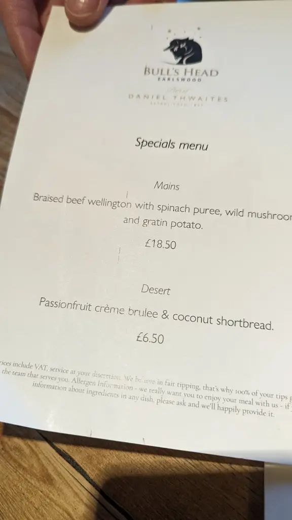 Menu_The Bulls Head_Hockley Heath_image_2