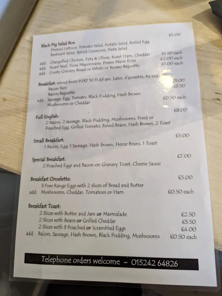Menu_The Black Pig_High Bentham_image_2