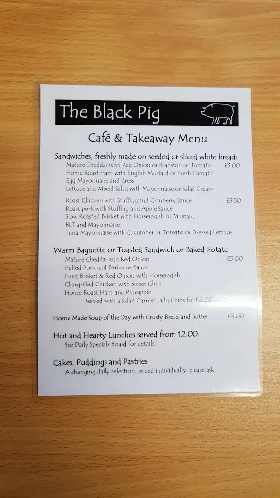 Menu_The Black Pig_High Bentham_image_3