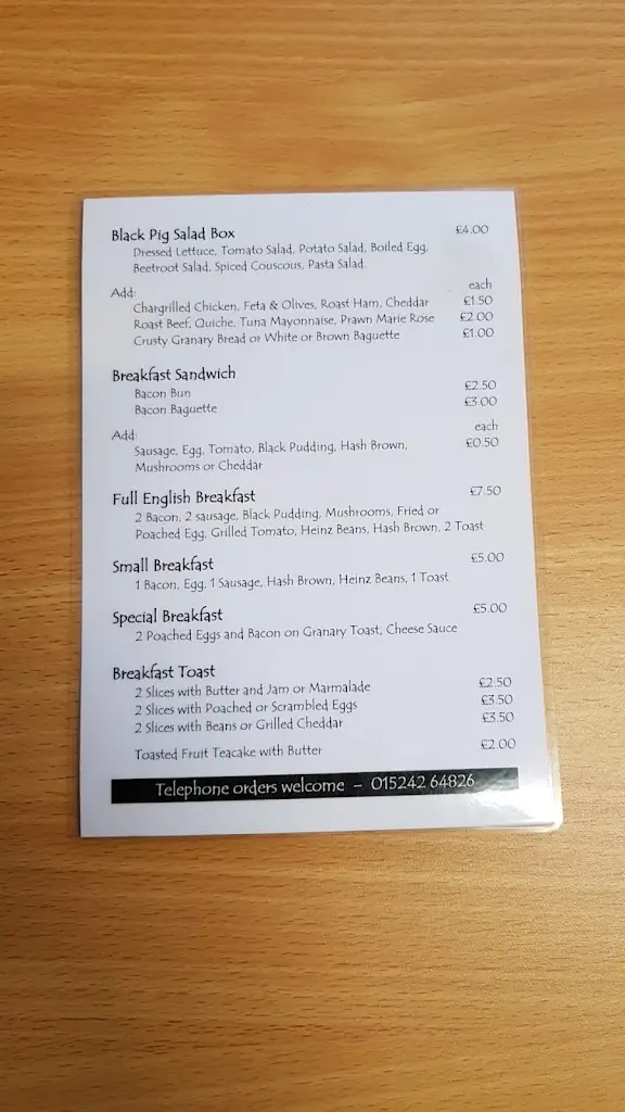Menu_The Black Pig_High Bentham_image_4