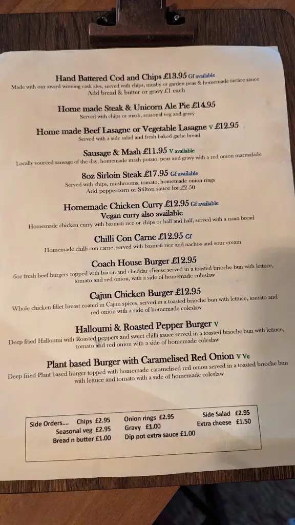 Menu_Coach House, Bentham_High Bentham_immagine_1