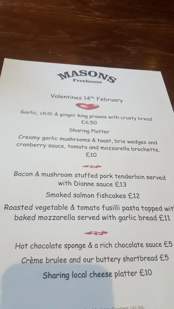 Menu_Masons Freehouse_High Bentham_image_2