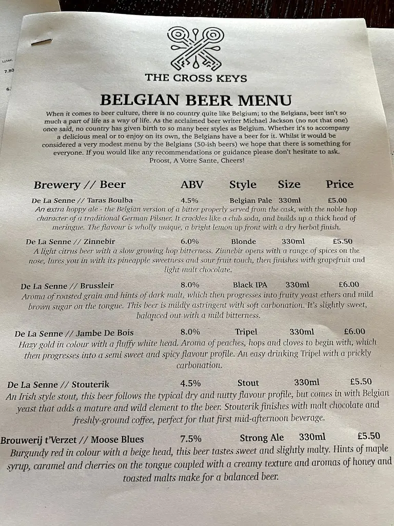 Menu_The Cross Keys_Holbeck_image_1