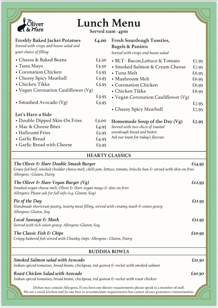 Menu_The Oliver and Hare_Hockliffe_image_2