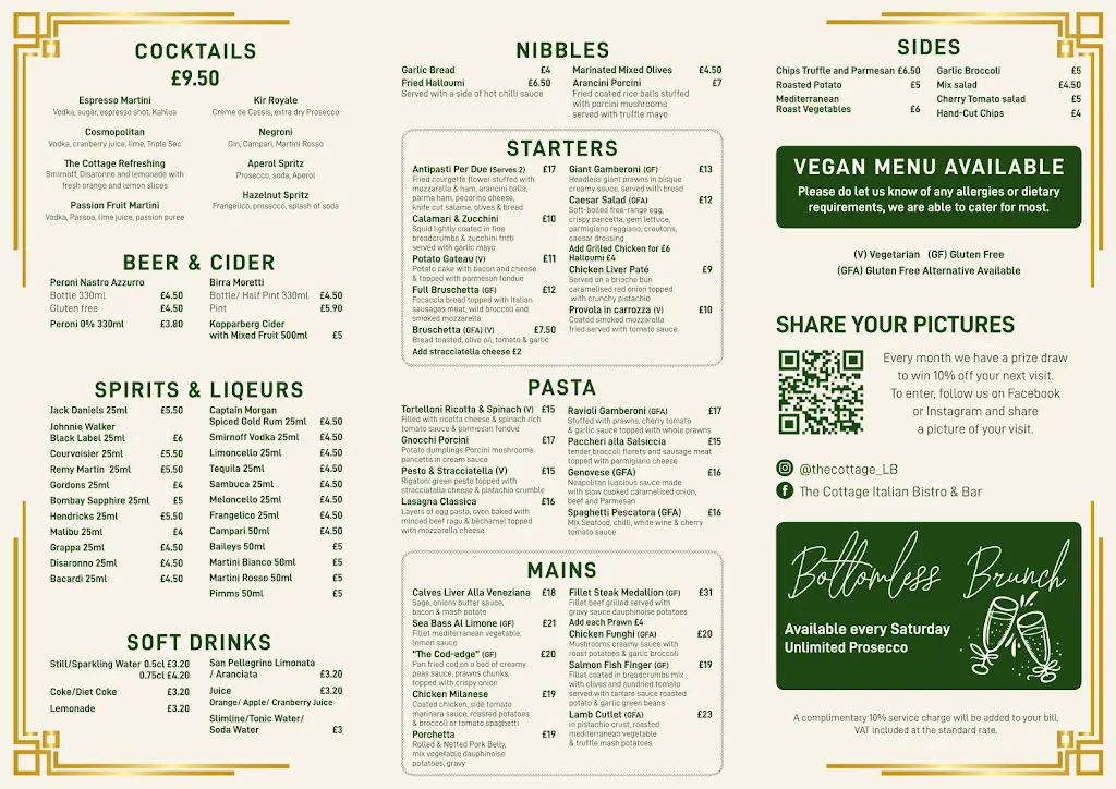 Menu_The Cottage Italian Bistrò & Bar_Hockliffe_image_1