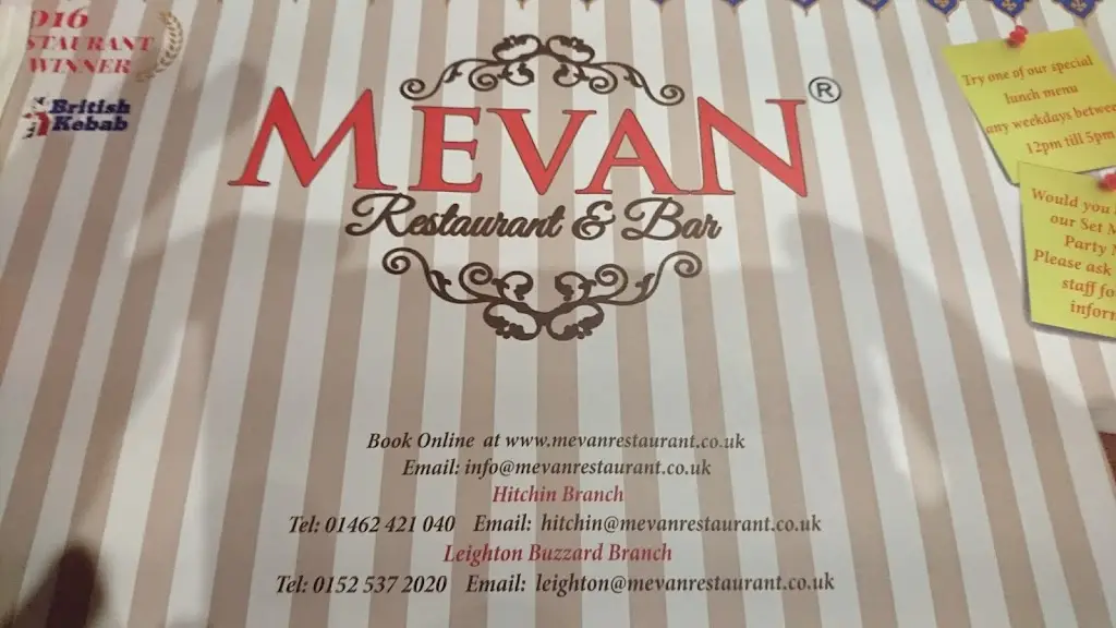 Menu_Mevan Restaurant & Bar_Hockliffe_image_1