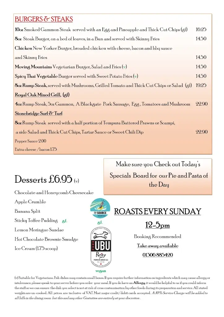 Menu_The Royal Oak_Holmwood_image_2