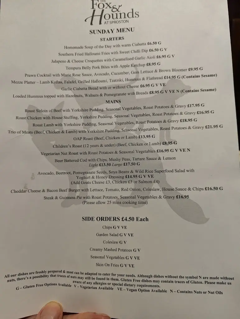 Menu_The Fox and Hounds_Holmes Chapel_image_1