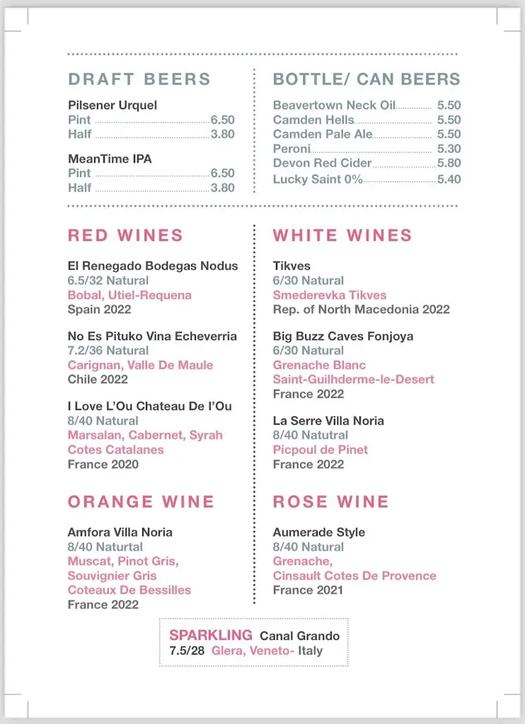 Menu_The Spoke_Holloway_image_1