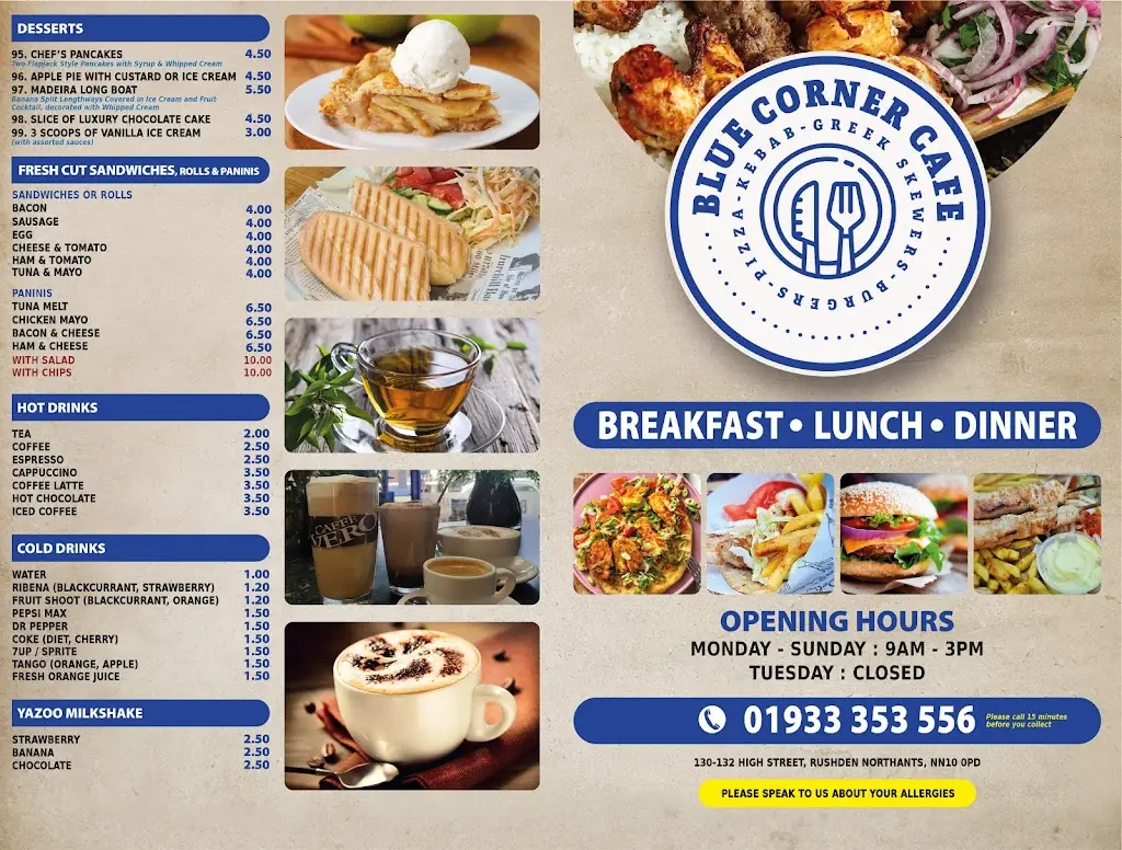Menu_Blue Corner Cafe_Higham Ferrers_imagen_2