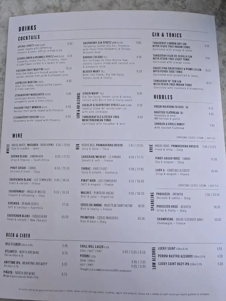 Menu_Bill's Rushden Lakes_Higham Ferrers_image_1