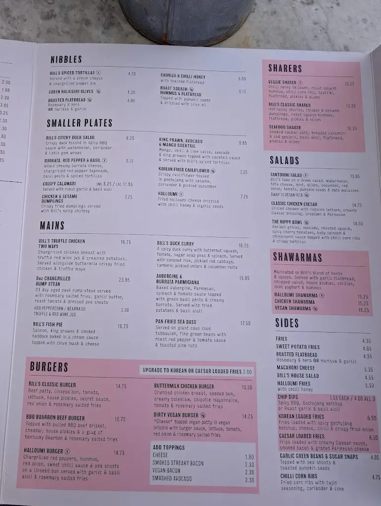 Menu_Bill's Rushden Lakes_Higham Ferrers_image_2