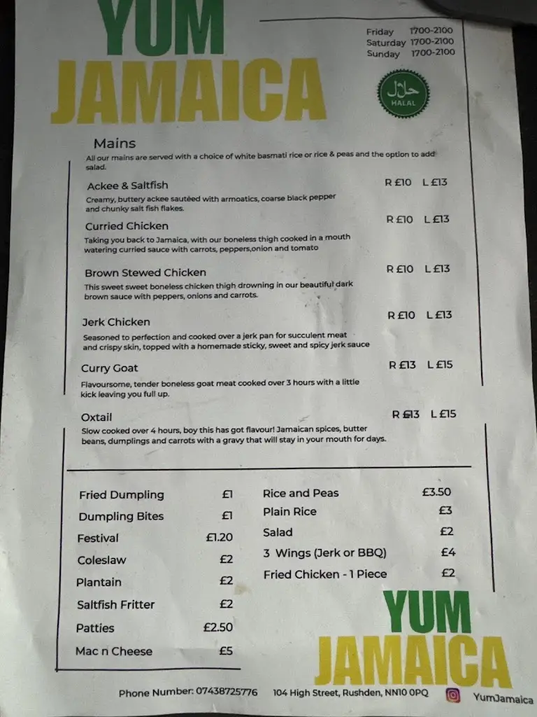 Menü_Yum Jamaica_Higham Ferrers_Bild_1