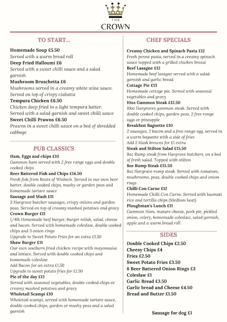 Menu_The Crown Hotel Holbeach_Holbeach_image_1