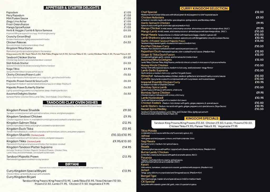 Menu_Curry Kingdom_Holbeach_image_2