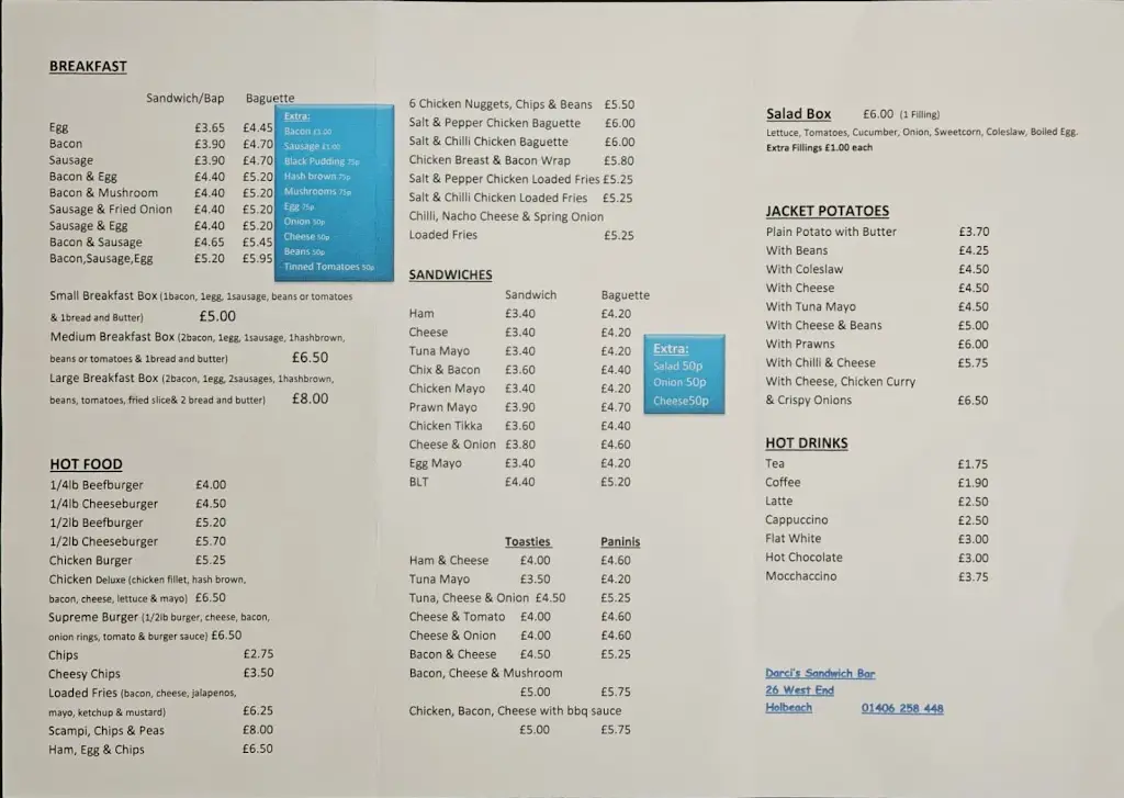 Menu_Darci's Sandwich Bar_Holbeach_image_1