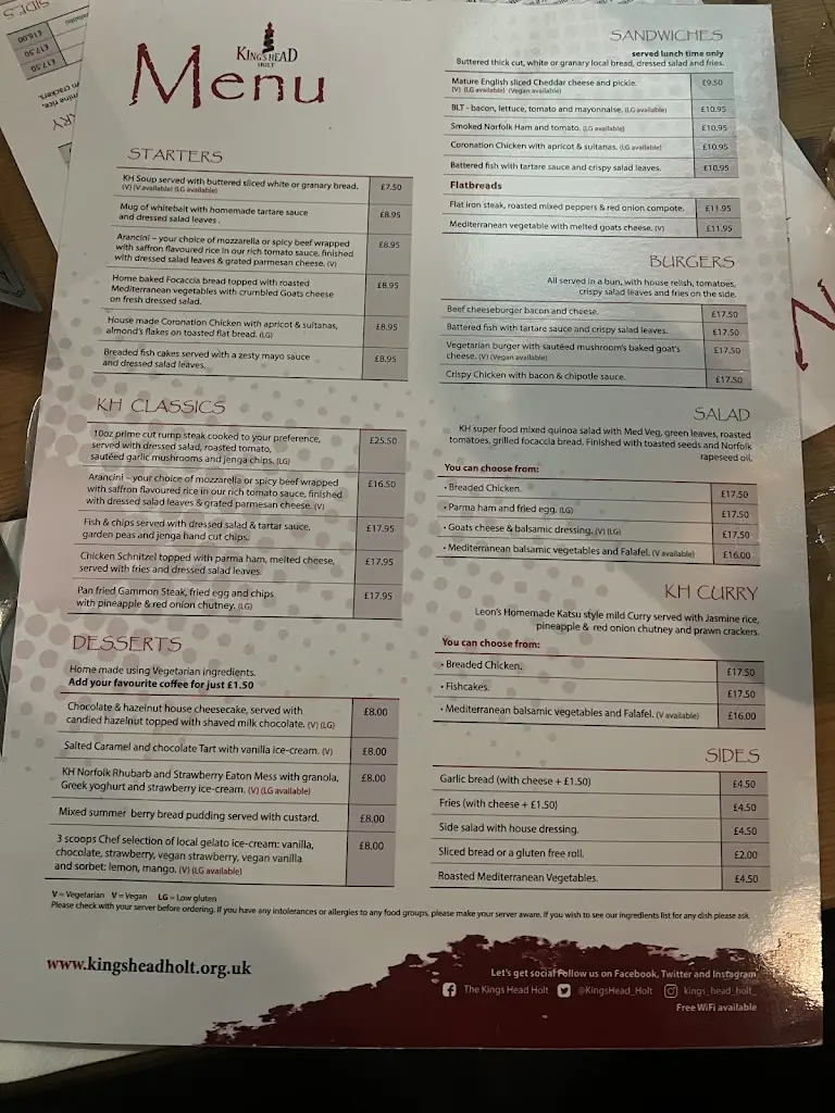 Menu_The Kings Head_Holt_image_1