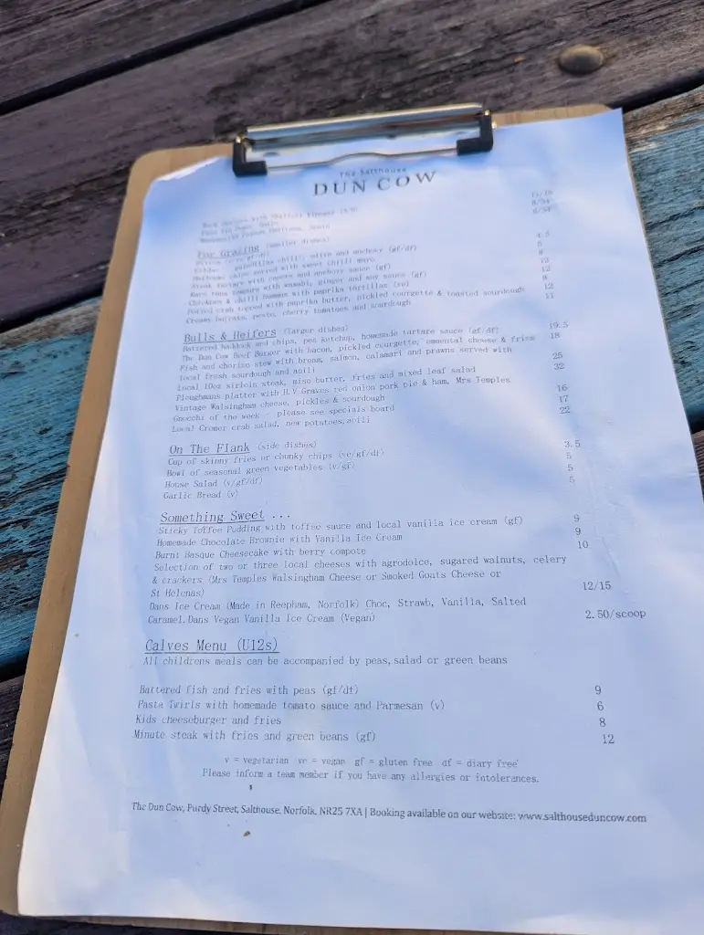 Menu_The Dun Cow_Holt_image_4