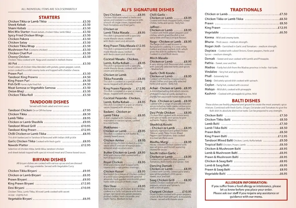 Menu_Ali's Indian Restaurant_Holton le Clay_image_2